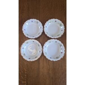 Harmony House Wembley Fine China Coupe Soup Bowls Set 4 Floral Gold Trim Japan